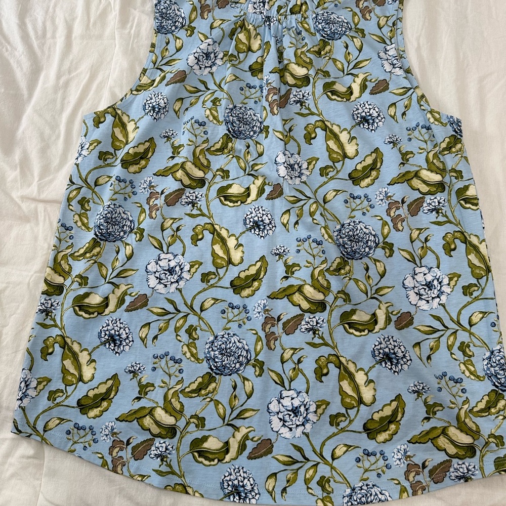 Ann Taylor Floral Tank Top - Blue and Green